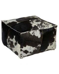 poef koehuid vierkant bruin/wit 50x50x30cm