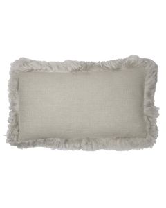 coussin mouton cheveux bouclés lin gris 30x50cm
