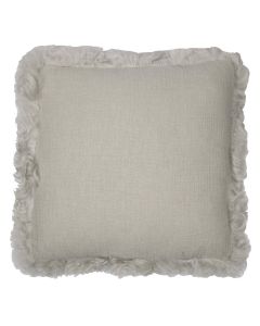 coussin mouton cheveux bouclés lin gris 40x40cm