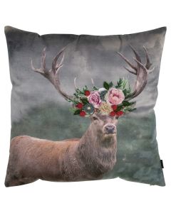 coussin faite à la main fleury cerf rouge 45x45cm