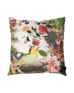 coussin fait main fleury oiseau vert 45x45cm