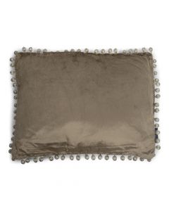 cushion velvet pom pom taupe 35x45cm*