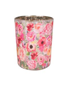 Tea Light Holder glass fleury poppy medium 12cm