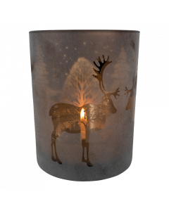 photophore en verre renne bronze large 18cm