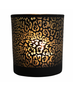 photophore en verre jaguar imprimé noir mat large 18cm