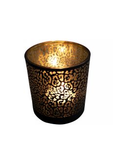 windlicht glas jaguar druck mattschwarz medium 12cm