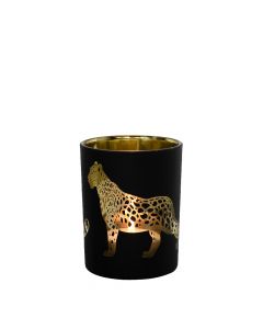windlicht glass jaguar schwarz small 8cm*