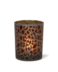 Tea Light Holder glass leopard print large 12cm*