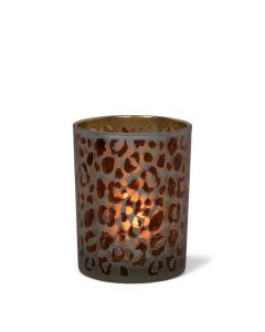 photophore en verre imprimé léopard medium 10cm*