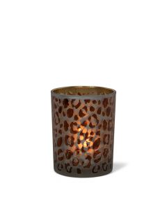 Theelichthouder glass leoparden muster small 8cm*