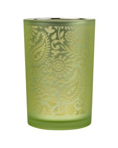 Tea Light Holder glass paisley lime large 18cm*