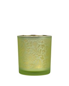 Tea Light Holder glass paisley lime small 8cm*