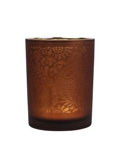 Tea Light Holder glass paisley orange medium 12cm*