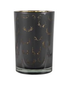 Tea Light Holder glass silhouette antlers 18cm