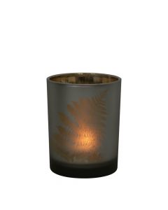 Tea Light Holder glass plant fern gold medium 10cm*