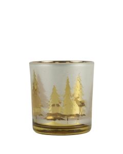 photophore en verre cerf or petit 8cm