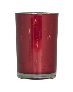Tea Light Holder glass ski red gold large 18cm*