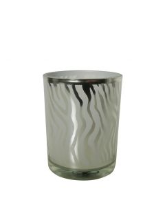 Theelichthouder zilver abstract small 8cm*