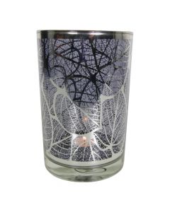 Tea Light Holder glass silver leaf large 18cm*
