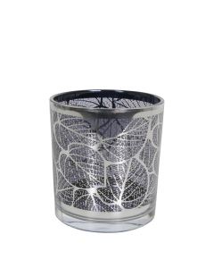 Theelichthouder glas silber blatt small 8cm*