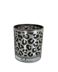 Theelichthouder zilver leopard small 8cm*