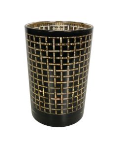 Theelichthouder zwart blokjes large 18cm*