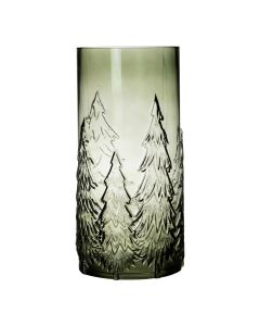 Cilinder met boompatroon groen h32 d16cm