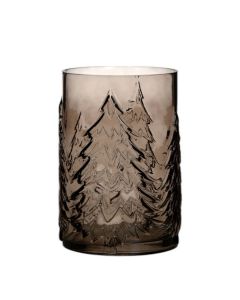 Cylinder with tree pattern taupe h22 d16cm