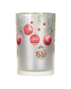 Tea Light holder christmas baubles red 18cm