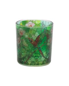 Porte-bougie vitrail vert petit 8 cm
