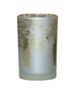 Theelichthouder bladeren goud groot 18cm