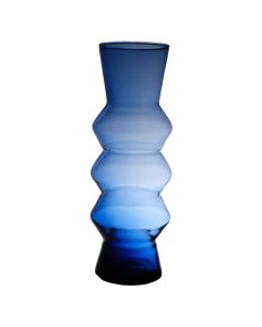 Zigzag Mouthblown Recycled Vase blue h36 d13