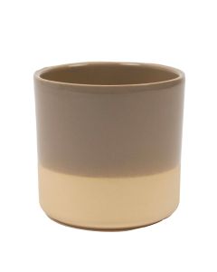 Cylinder Planter Ceramic Dip-Dye Taupe h13 d13