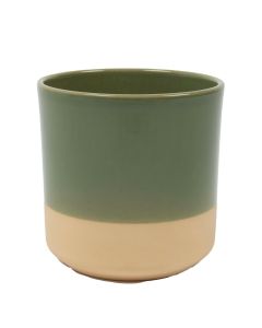Cylinder Planter Ceramic Dip-Dye Green h13 d13