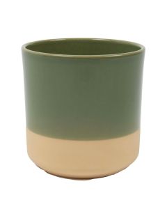 Cylinder Planter Ceramic Dip-Dye Green h15 d15