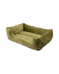 Panier Animal L broderie vert olive 80x60x22cm