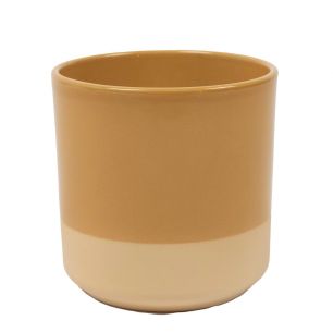 Cylinder Planter Ceramic Dip-Dye Ocre Yellow h13 d13 