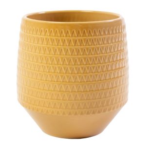 Abbyss Cache-Pot en Céramique Jaune Ocre h15 d14,5