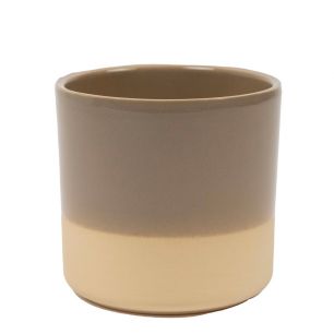 Cylinder Cache-Pot en Céramique Dip-Dye Taupe h10 d10