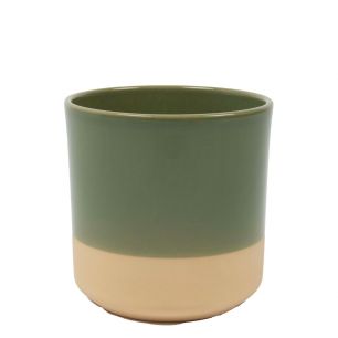 Cylinder Cache-Pot en Céramique Dip-Dye Vert h9 d9