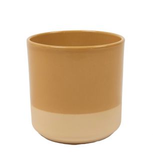 Cylinder Cache-Pot en Céramique Dip-Dye Jaune Ocre h10 d10