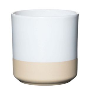 Cylinder Planter Ceramic Dip-Dye White h15 d15 