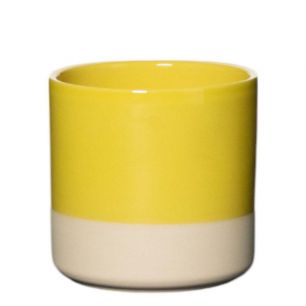 Cylinder Planter Ceramic Dip-Dye Yellow h10 d10