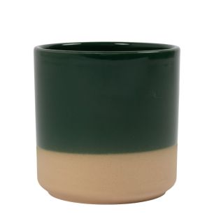 Cylinder Bloempot Keramiek Dip-Dye Donker Groen h10 d10