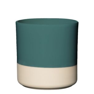 Cylinder Planter Ceramic Dip-Dye Dark Green h10 d10