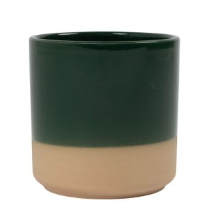 Cylinder Bloempot Keramiek Dip-Dye Donker Groen h13 d13 