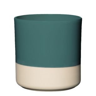 Cylinder Planter Ceramic Dip-Dye Dark Green h13 d13 