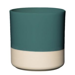 Cylinder Planter Ceramic Dip-Dye Dark Green h15 d15 
