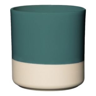 Cylinder Planter Ceramic Dip-Dye Dark Green H17 D17