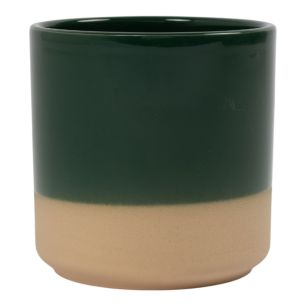 Cylinder Bloempot Keramiek Dip-Dye Donker Groen h17 d17 